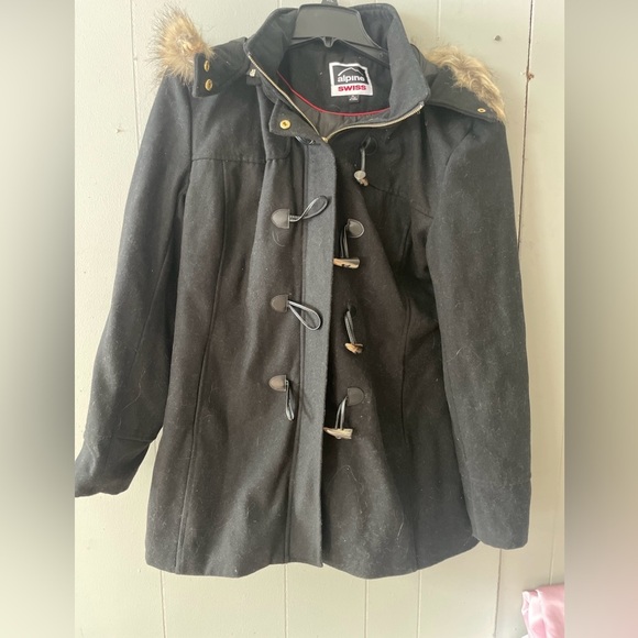 Alpine Swiss Women's Black Wool Blend Peacoat Jacket Coat, Size XL - Picture 1 of 3